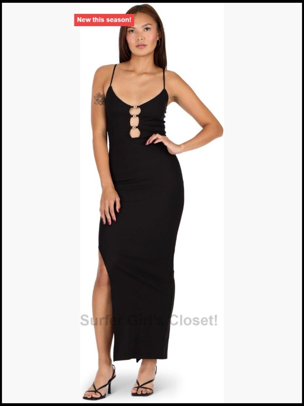 Womens Bodycon Maxi Dress with Ring Cutout Detail Sleeveless